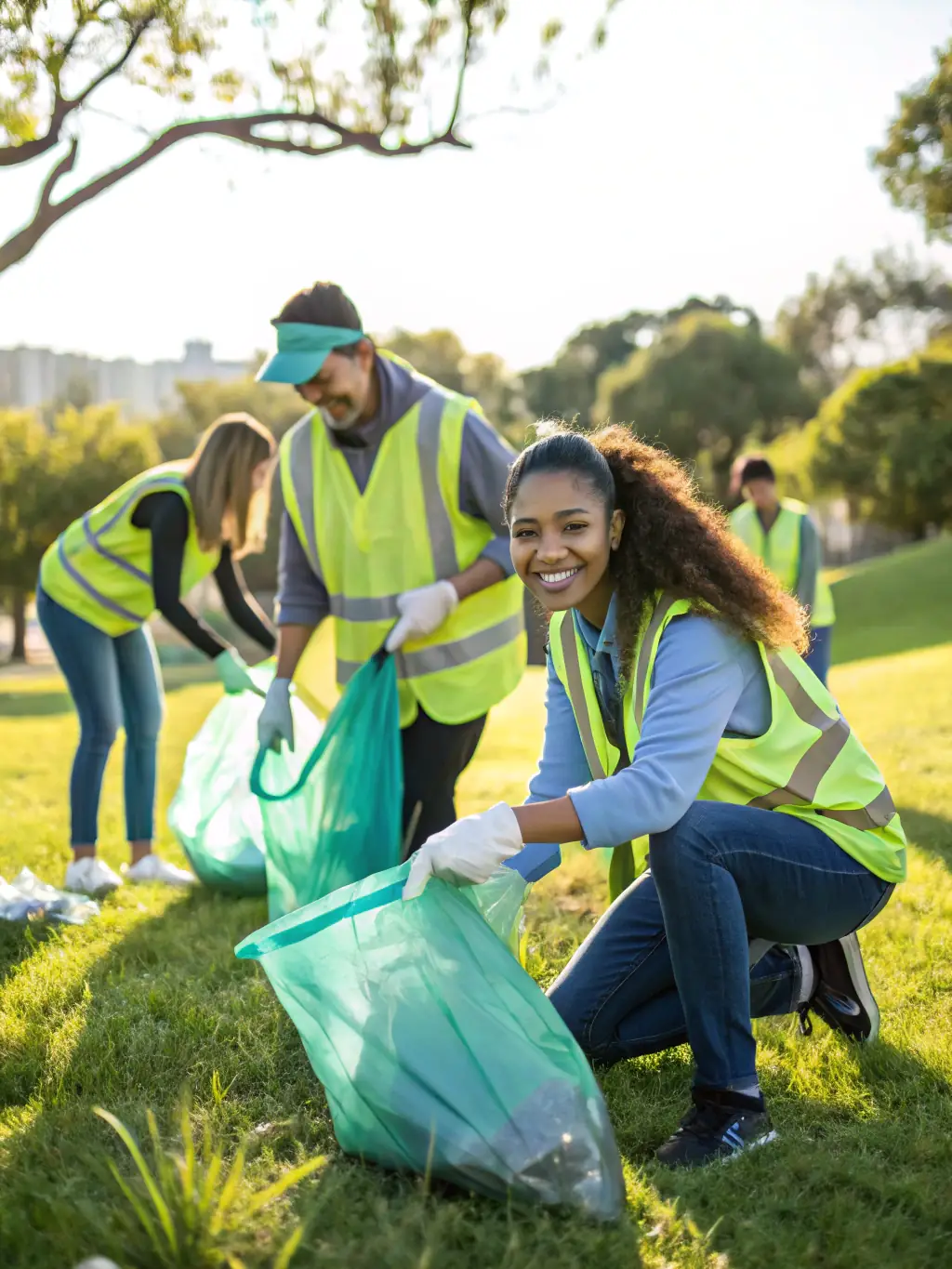 A photograph capturing a group of volunteers participating in a clean-up day around the Saint Michel de Rouviac chapel, showcasing community involvement.
